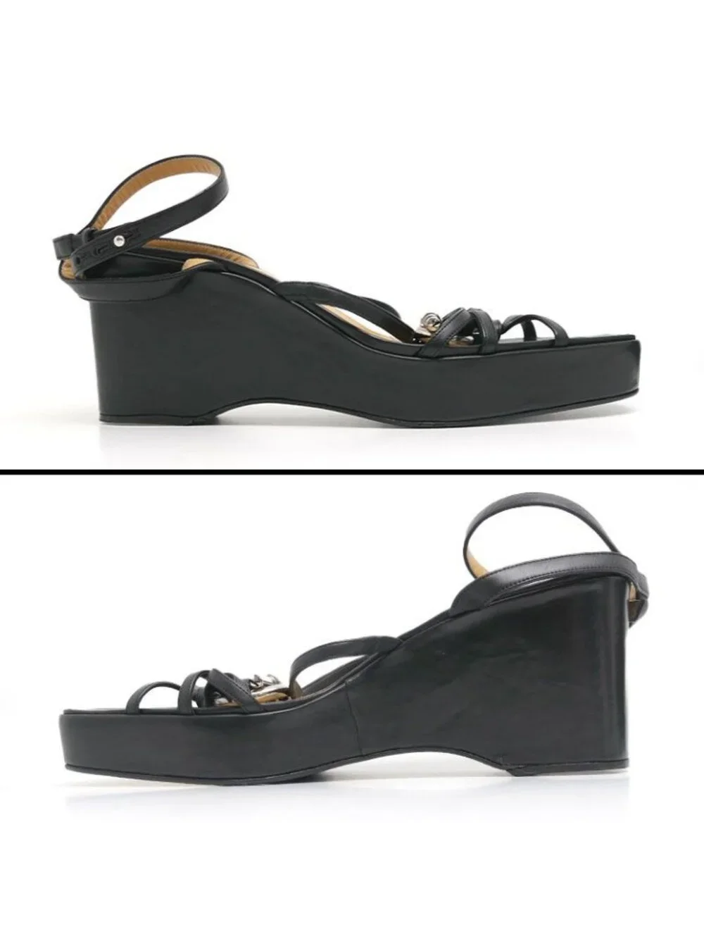 Hermes Echape Sandals 38.5 Black - Picture 2 of 8